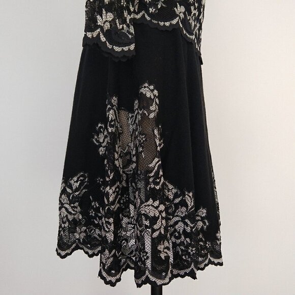 Olvis 100% Cashmere and Lace Skirt Top Set Size M Black Knit Sweater Formal - Picture 7 of 14